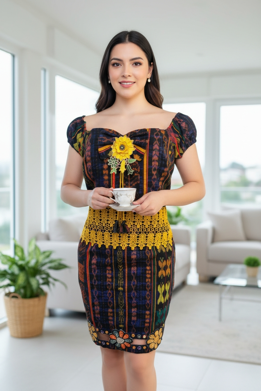 TALLA XL     DUO MIXTO BORDADO, EMPERLADO Y CON ROSAS