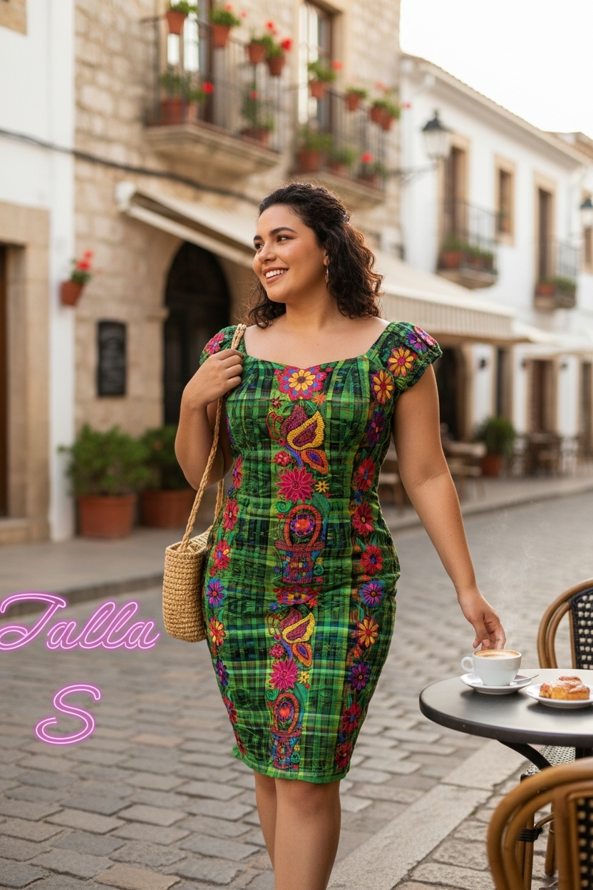 VESTIDO CON BORDADO Y ESTRECH