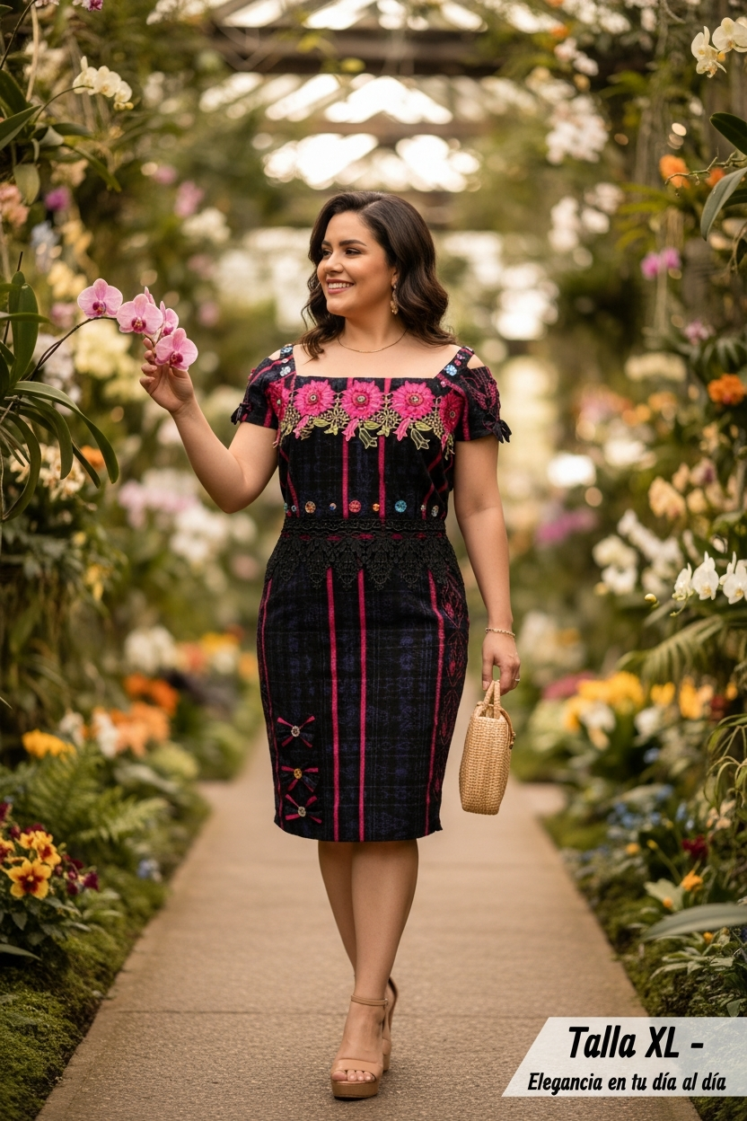 TALLA XL     DUO MIXTO BORDADO, EMPERLADO Y CON ROSAS
