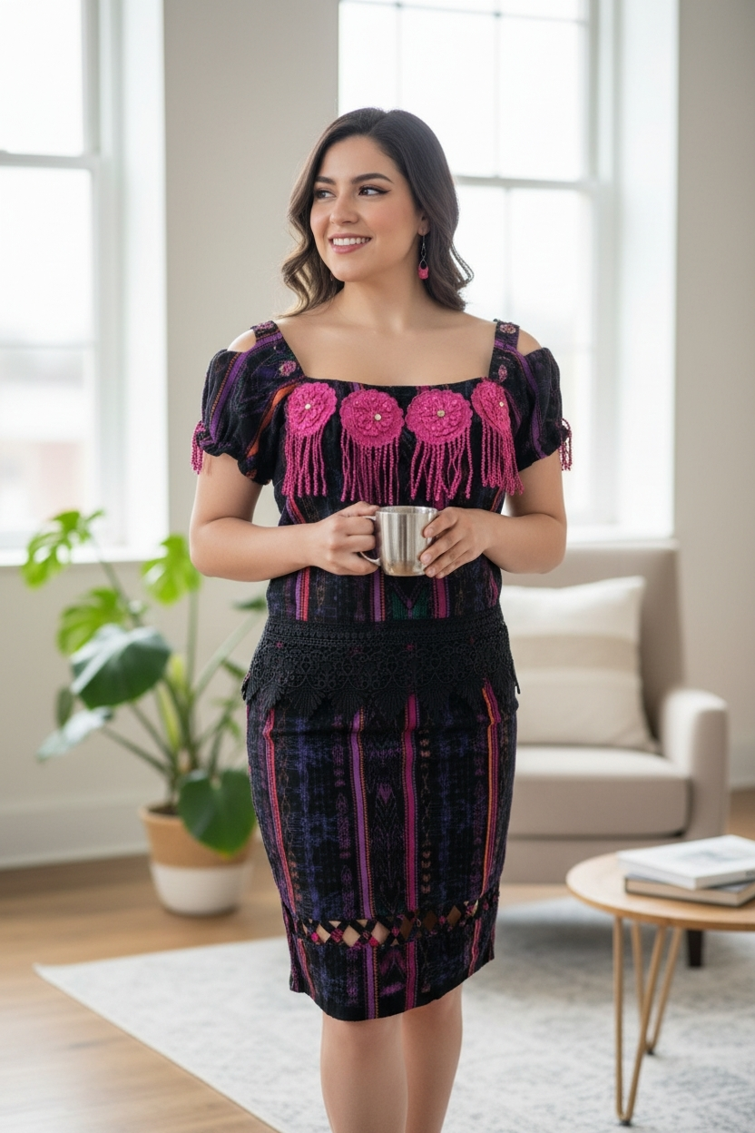 TALLA XL     DUO MIXTO BORDADO, EMPERLADO Y CON ROSAS
