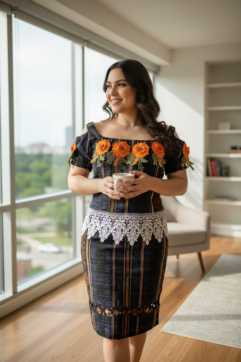 TALLA XL     DUO MIXTO BORDADO, EMPERLADO Y CON ROSAS