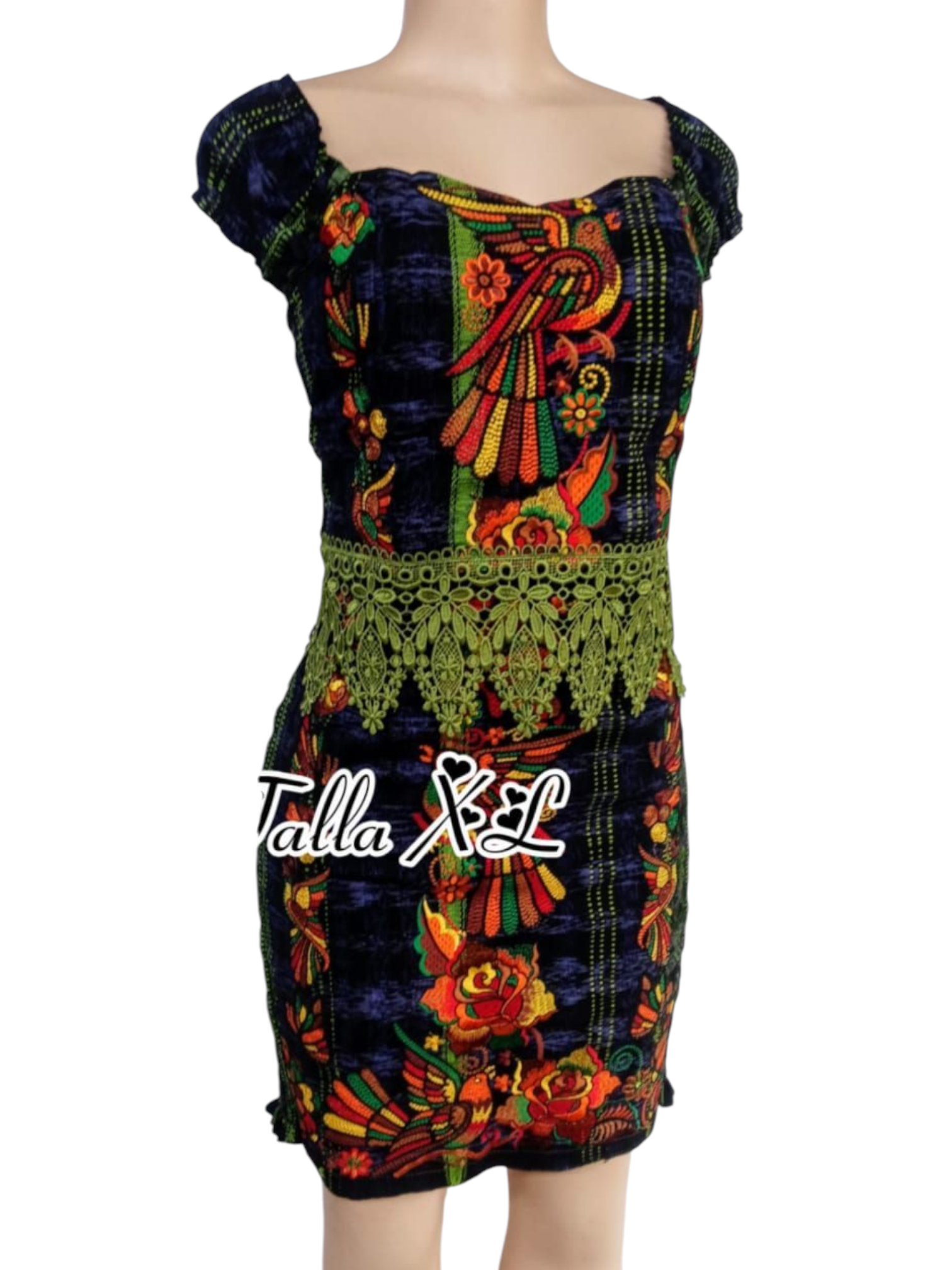 TALLA XL     DUO MIXTO BORDADO, EMPERLADO Y CON ROSAS