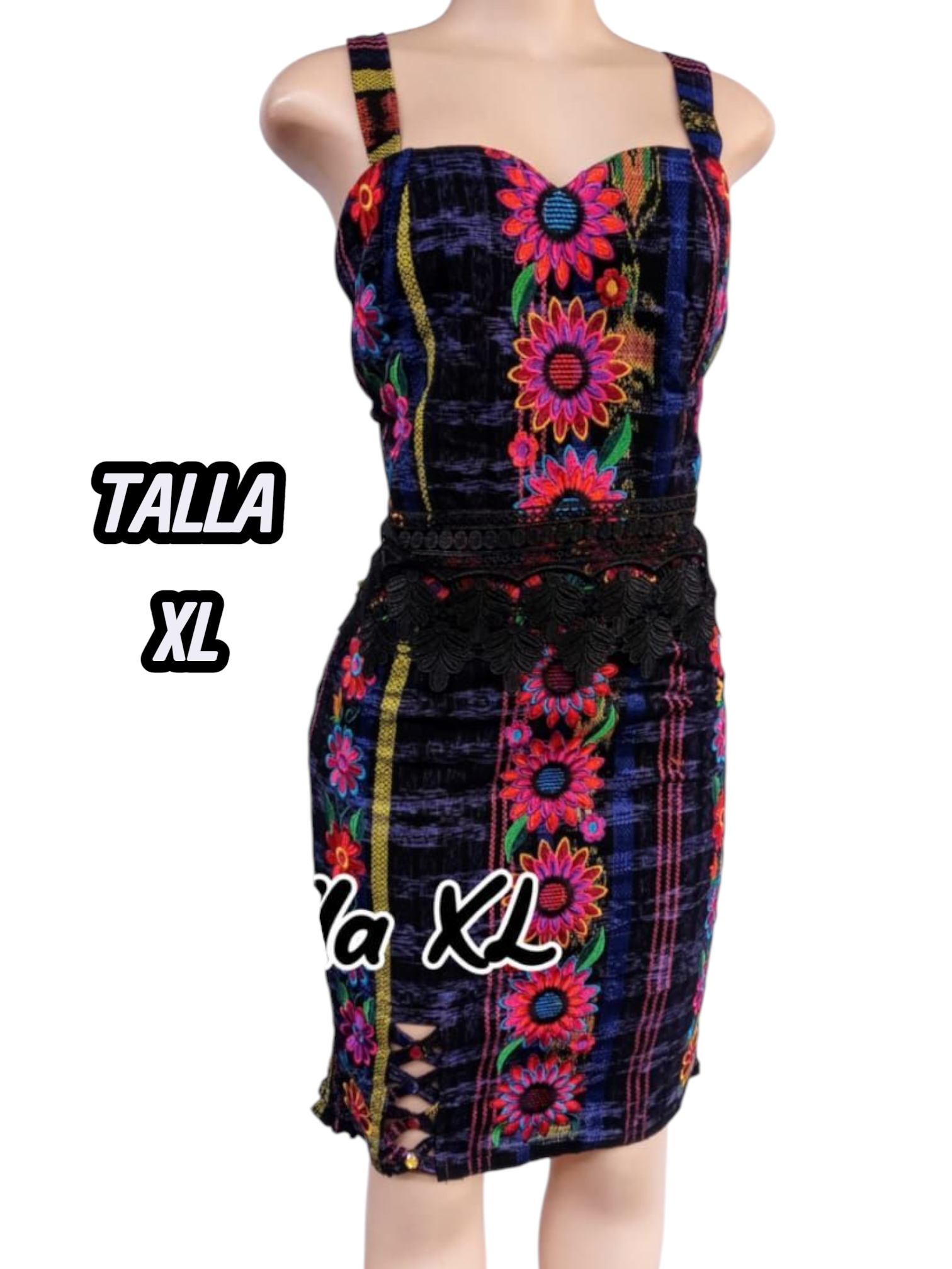 TALLA XL     DUO MIXTO BORDADO, EMPERLADO Y CON ROSAS