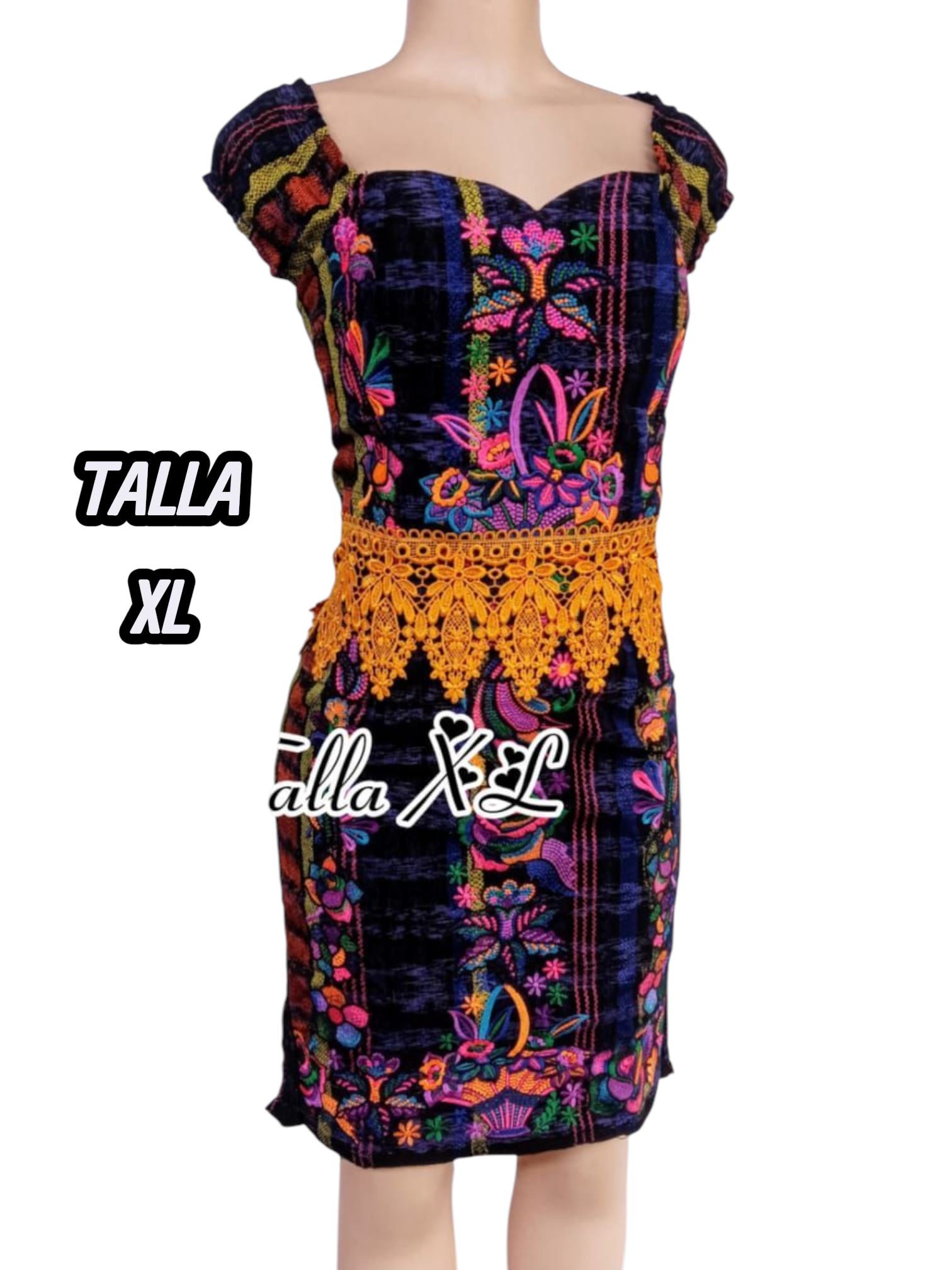 TALLA XL     DUO MIXTO BORDADO, EMPERLADO Y CON ROSAS