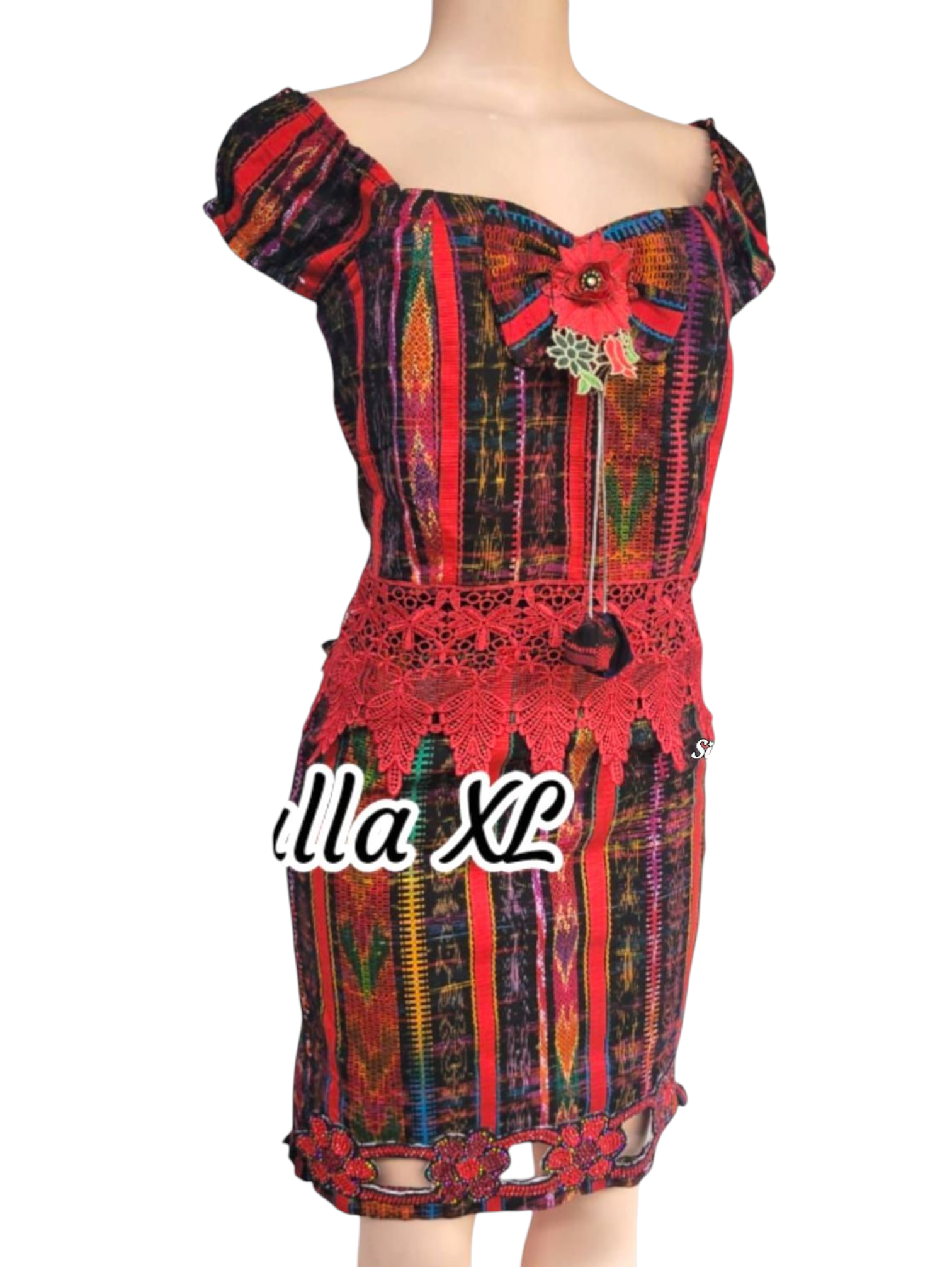 TALLA XL     DUO MIXTO BORDADO, EMPERLADO Y CON ROSAS