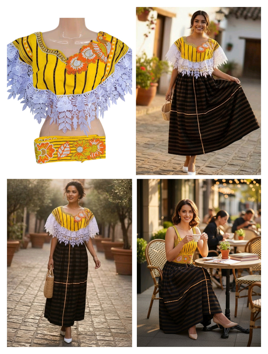 VESTIDO DE BLONDA CON DETALLES PERLADOS, UNITALLA