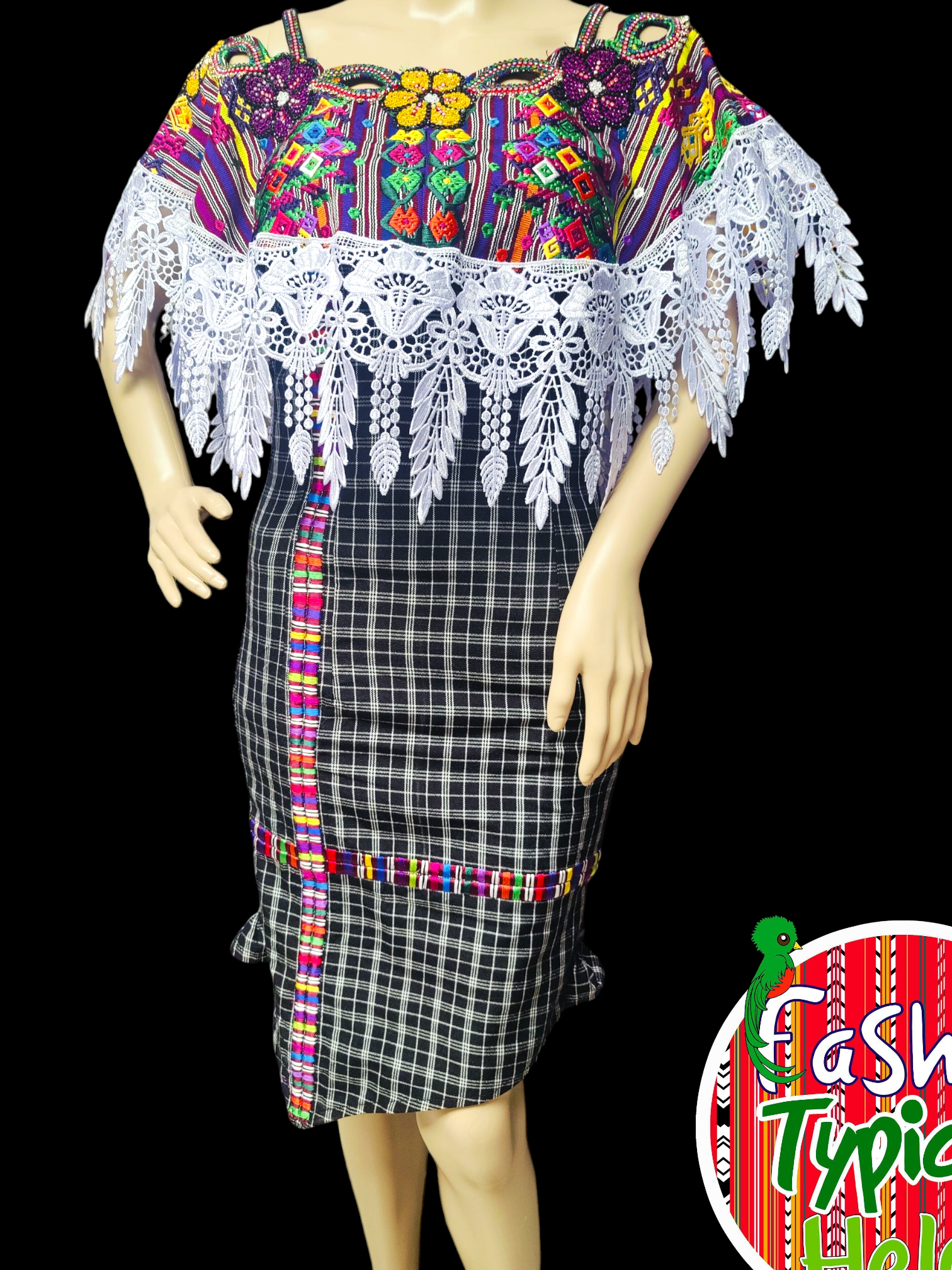 Vestido de blonda bordada